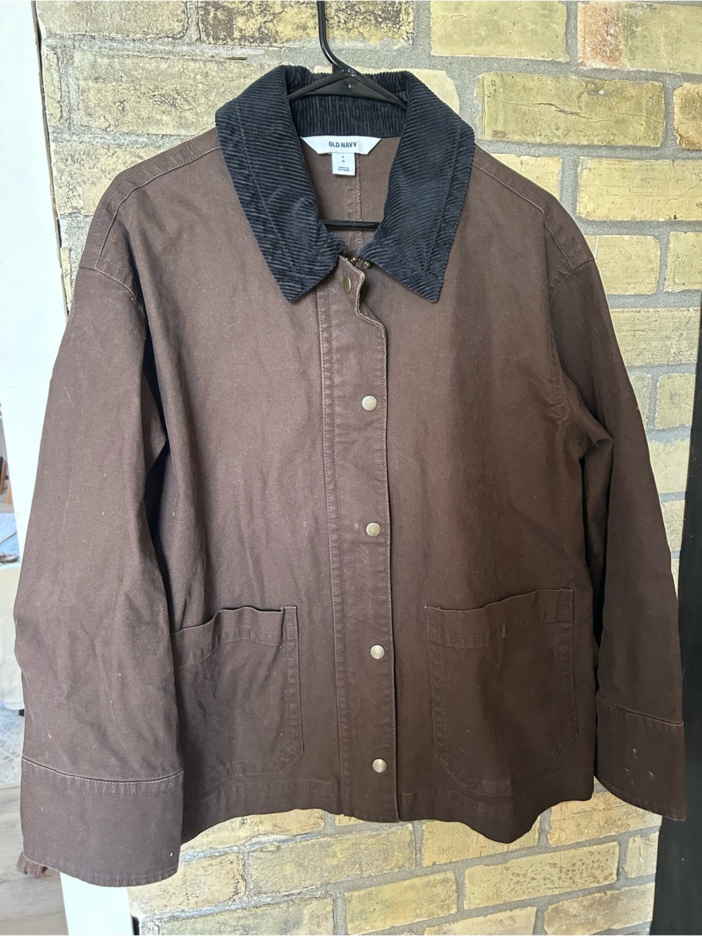 Old Navy Brown Canvas Jacket with Dark Corduroy Collar